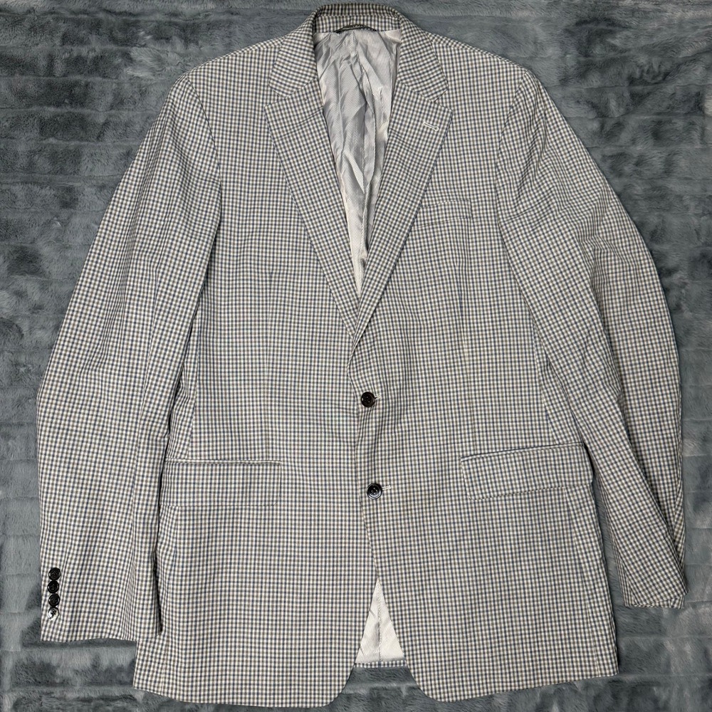 S. Cohen Perlis Sport Coat Mens 44XL Blue Grey Reda Super 130s Wool Blazer Sarno